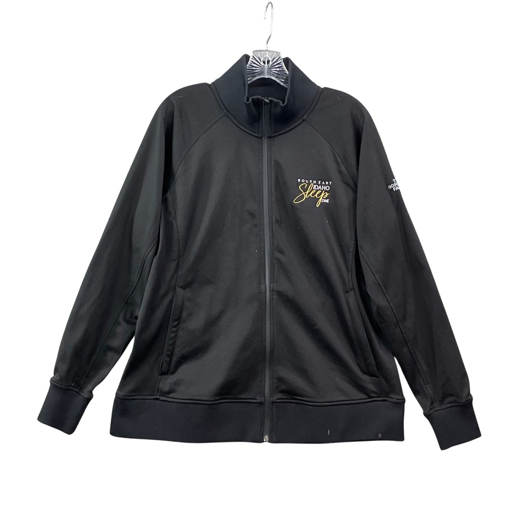 The North Face Track Jacket Women XL Black Idaho Sleep Full Zip Mock Neck Active